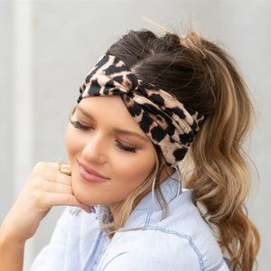 Brown Leopard Twist Headband